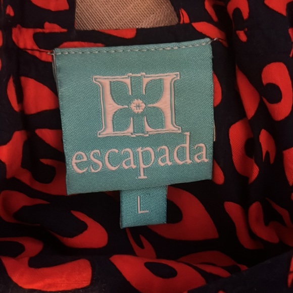 Red and blue sundress with gold buttons on neck - Picture 4 of 4